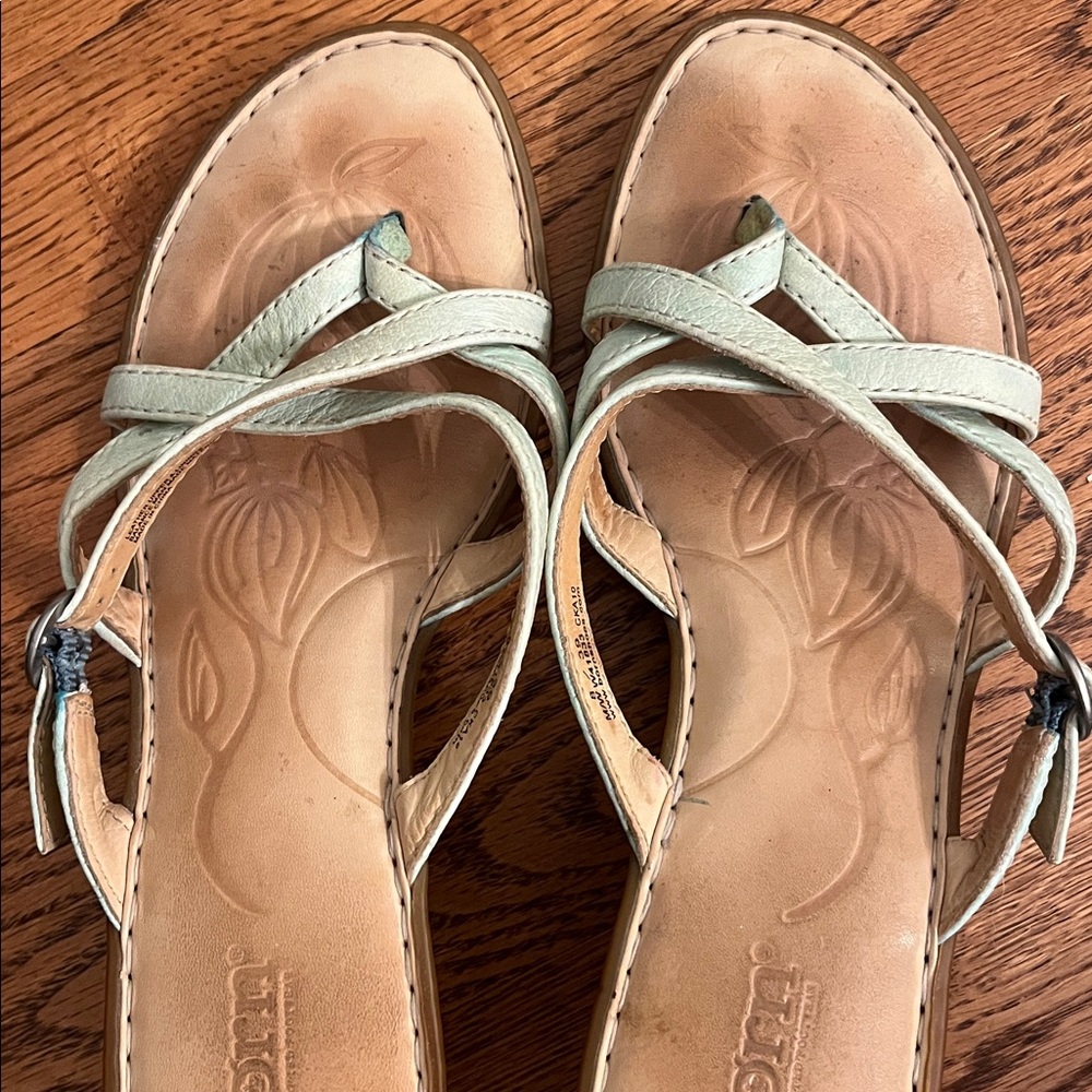 Born Tan and Light Green Sandals - Picture 5 of 5